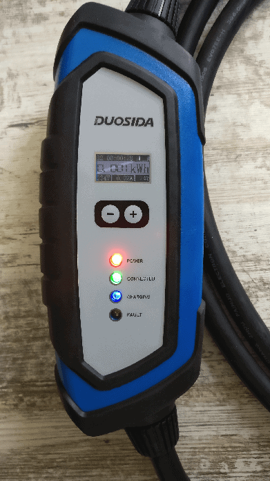DUOSIDA 7 kW bærbar ladeboks, justerbar 8-32A, Type 1 til CEE-stik