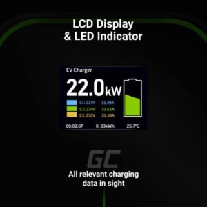 Green Cell Wallbox 22kW med Display & Type 2 stik, RFID - Image 3